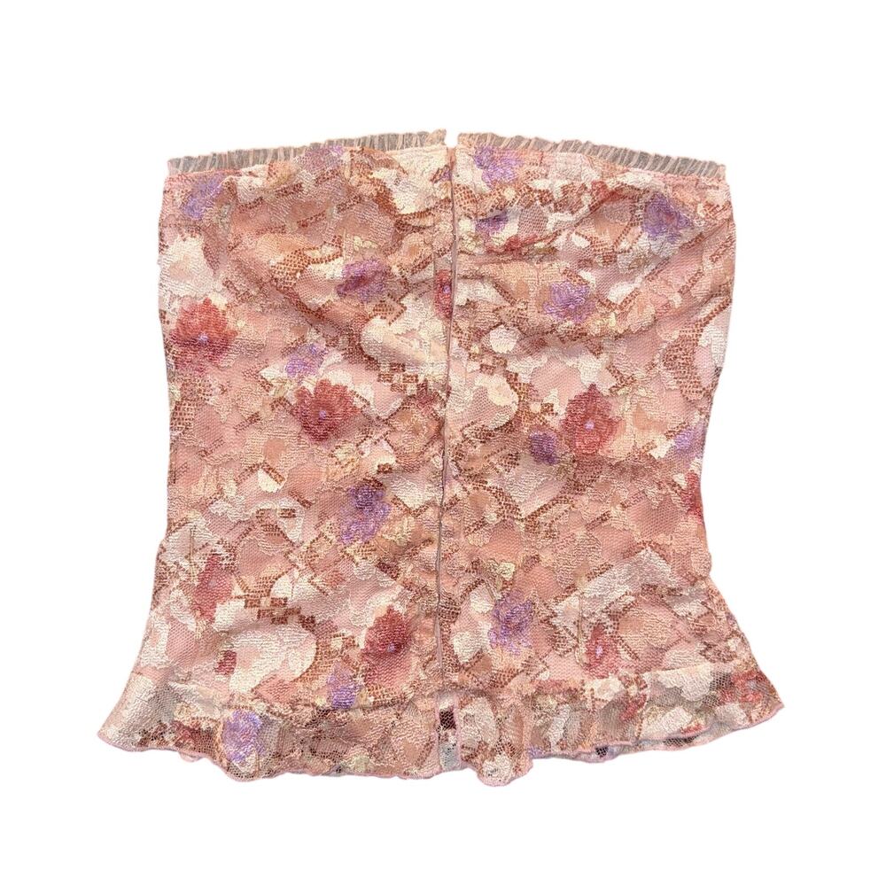 Vintage Daytrip Floral Lace Corset Top L Y2K Coquette Fairycore Bustier Tank USA